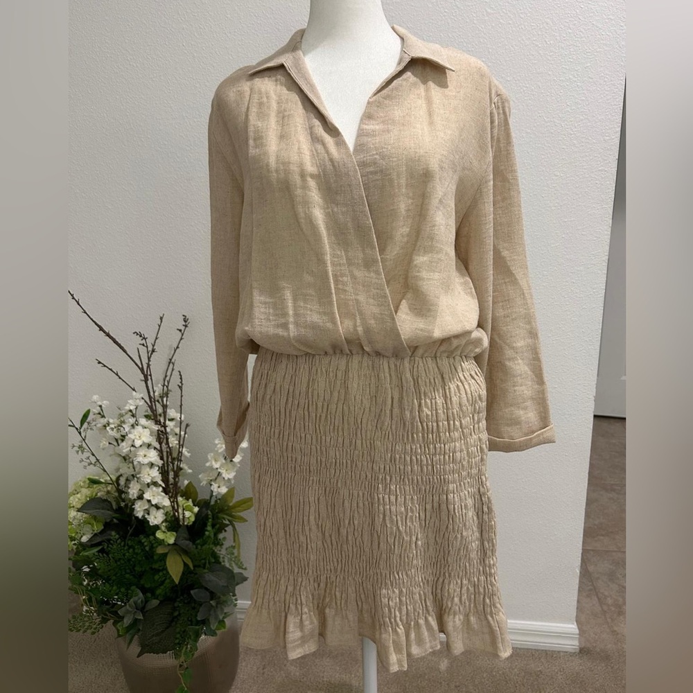 Zara Beige Long Sleeve Dress